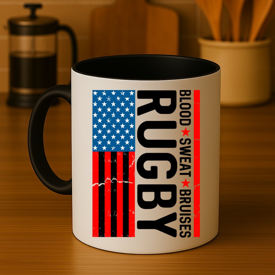 Rugby USA Flag Blood Sweat Bruises Mug