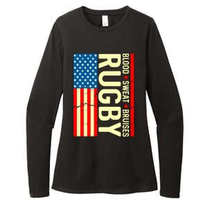 Rugby USA Flag Blood Sweat Bruises Womens CVC Long Sleeve Shirt