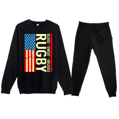 Rugby USA Flag Blood Sweat Bruises Premium Crewneck Sweatsuit Set