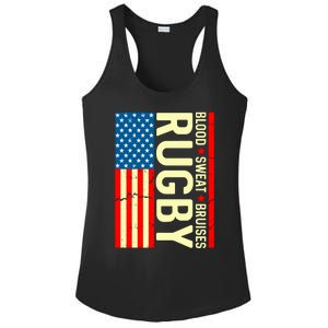 Rugby USA Flag Blood Sweat Bruises Ladies PosiCharge Competitor Racerback Tank