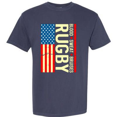 Rugby USA Flag Blood Sweat Bruises Garment-Dyed Heavyweight T-Shirt