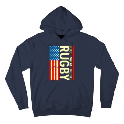 Rugby USA Flag Blood Sweat Bruises Hoodie