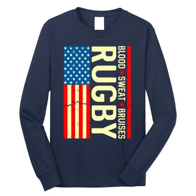 Rugby USA Flag Blood Sweat Bruises Long Sleeve Shirt