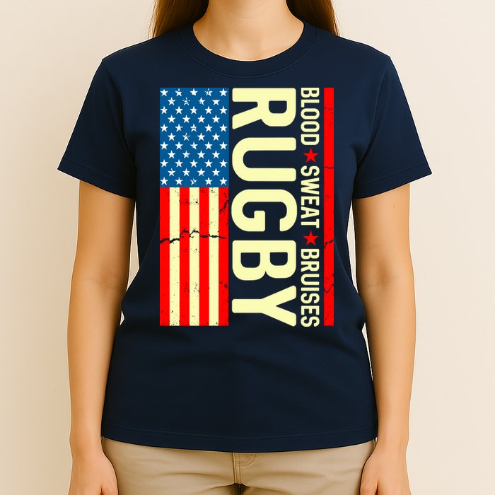 Rugby USA Flag Blood Sweat Bruises T-Shirt
