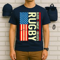 Rugby USA Flag Blood Sweat Bruises T-Shirt