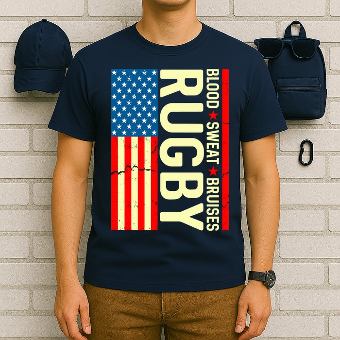 Rugby USA Flag Blood Sweat Bruises T-Shirt