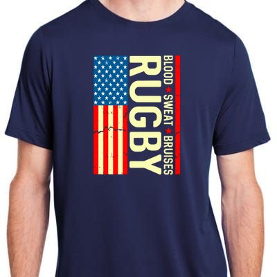 Rugby USA Flag Blood Sweat Bruises Adult ChromaSoft Performance T-Shirt