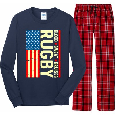 Rugby USA Flag Blood Sweat Bruises Long Sleeve Pajama Set