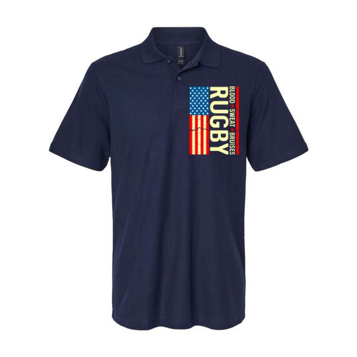 Rugby USA Flag Blood Sweat Bruises Softstyle Adult Sport Polo