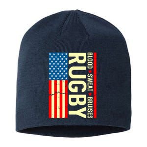 Rugby USA Flag Blood Sweat Bruises Sustainable Beanie