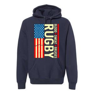 Rugby USA Flag Blood Sweat Bruises Premium Hoodie