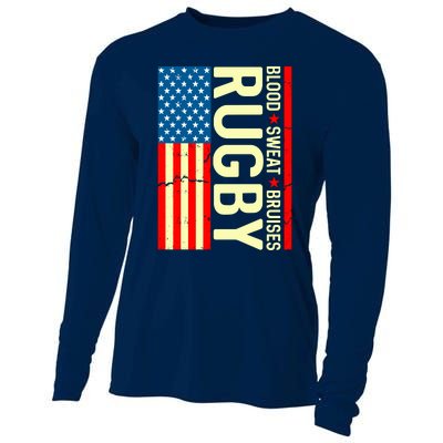 Rugby USA Flag Blood Sweat Bruises Cooling Performance Long Sleeve Crew