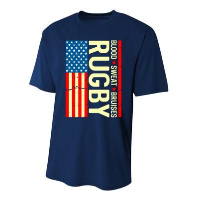 Rugby USA Flag Blood Sweat Bruises Performance Sprint T-Shirt