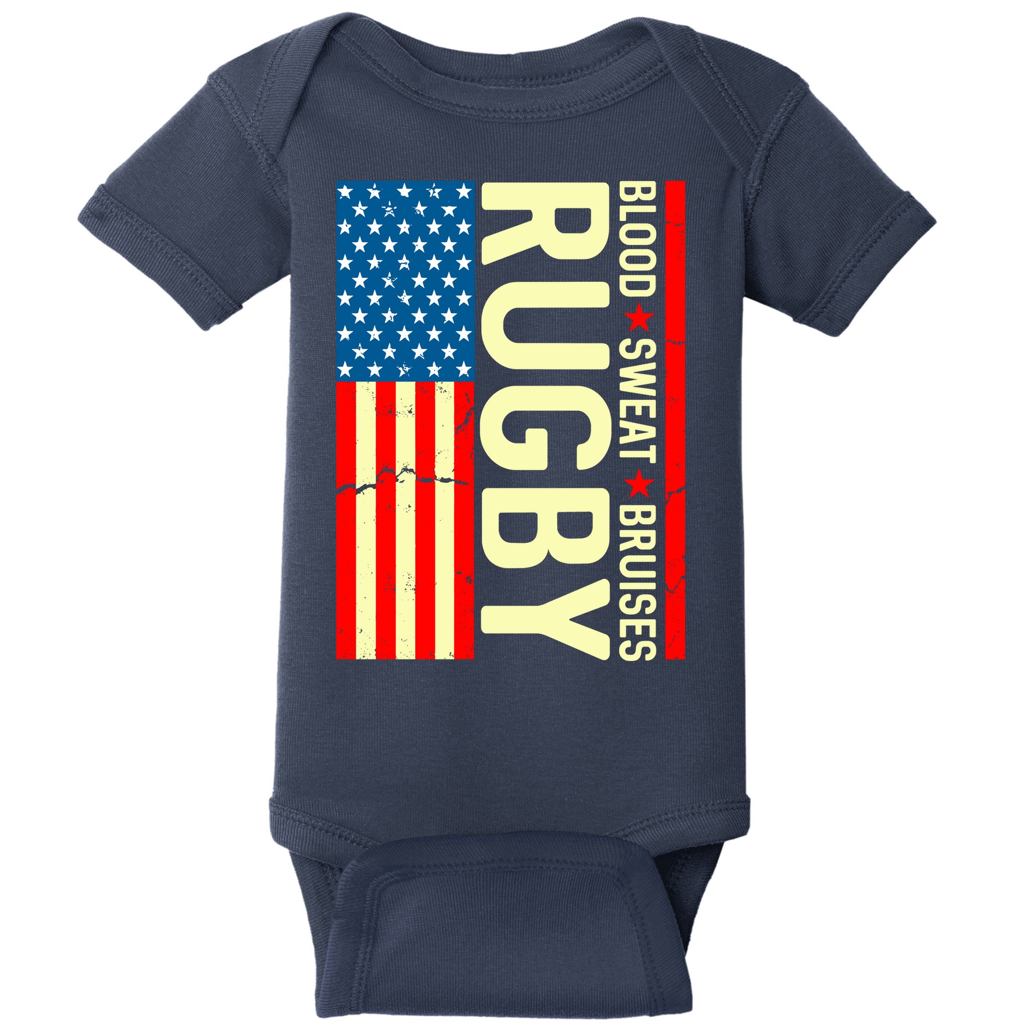 Rugby USA Flag Blood Sweat Bruises Baby Bodysuit