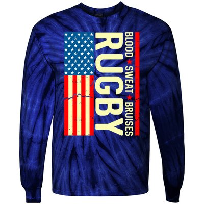 Rugby USA Flag Blood Sweat Bruises Tie-Dye Long Sleeve Shirt