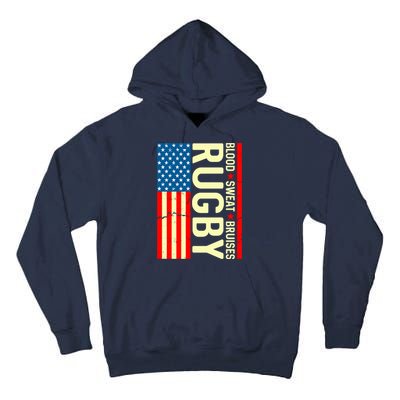 Rugby USA Flag Blood Sweat Bruises Tall Hoodie