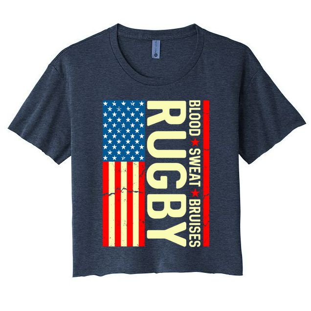 Rugby USA Flag Blood Sweat Bruises Crop Top