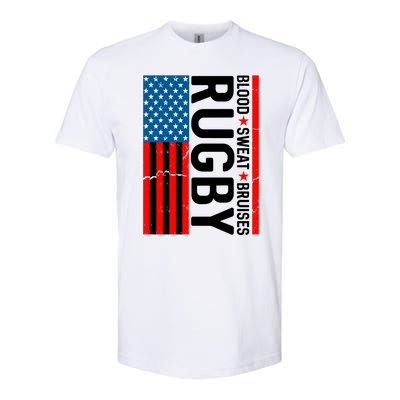 Rugby USA Flag Blood Sweat Bruises Softstyle CVC T-Shirt