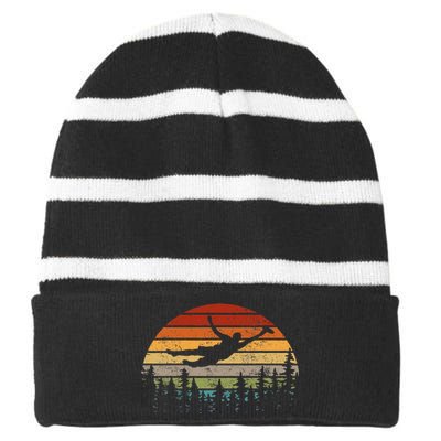 Retro Ultimate Frisbee Player Flying Disc Striped Beanie with Solid Band