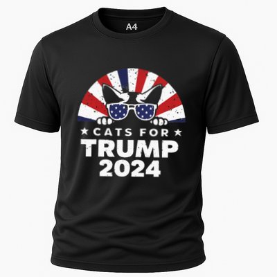 Retro Us Flag Design Cooling Performance Crew T-Shirt
