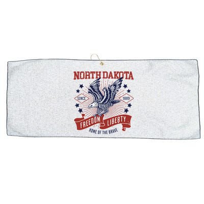 Retro Usa Freedom Eagle 1889 Vintage State North Dakota Large Microfiber Waffle Golf Towel