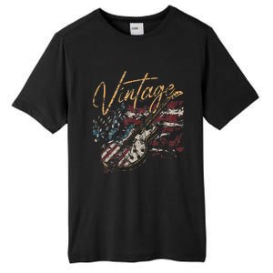 Retro USA Flag Guitar 4th of July Patriotic Guitarist Tall Fusion ChromaSoft Performance T-Shirt