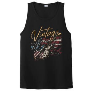 Retro USA Flag Guitar 4th of July Patriotic Guitarist PosiCharge Competitor Tank