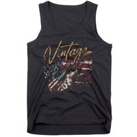 Retro USA Flag Guitar 4th of July Patriotic Guitarist Tank Top