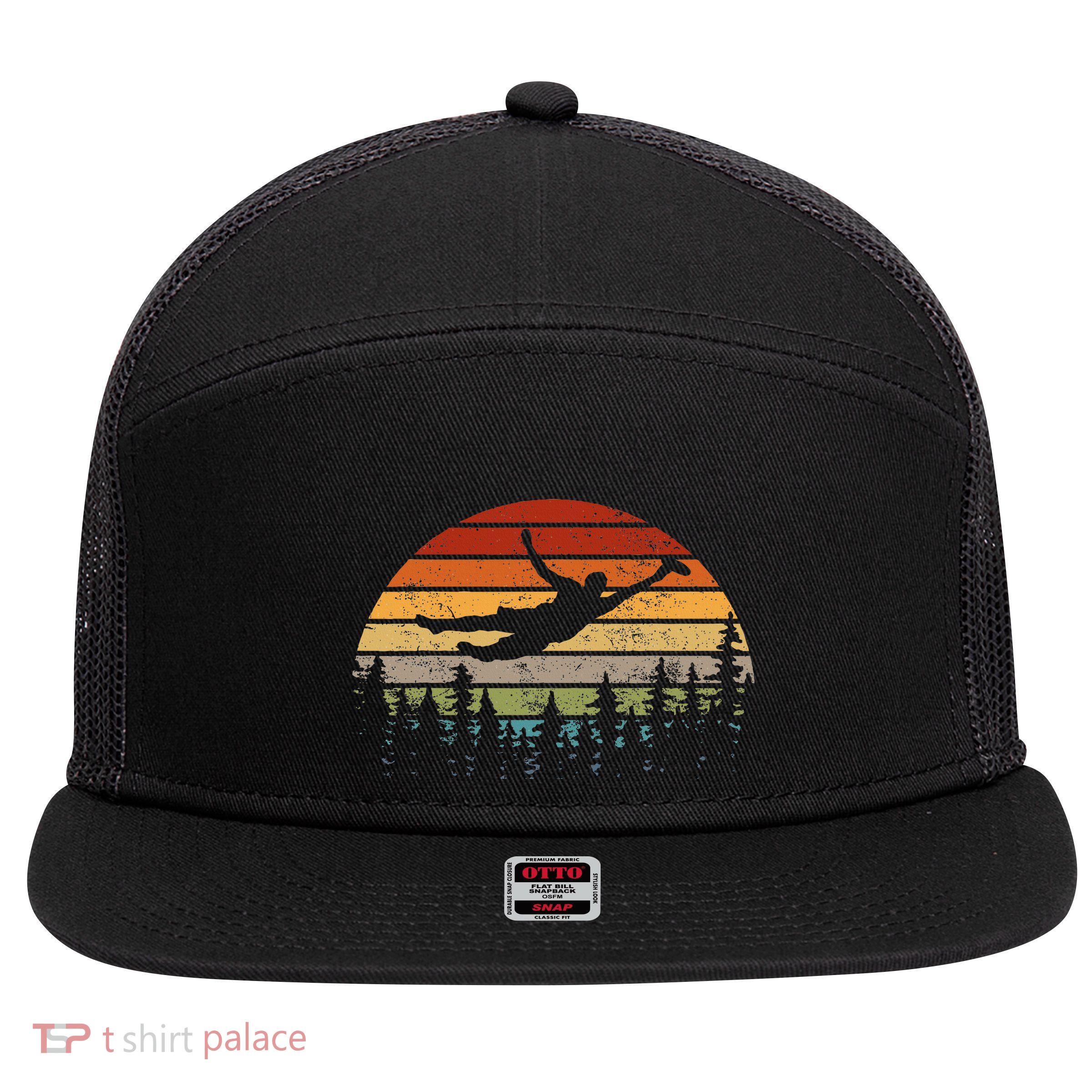 Retro Ultimate Frisbee Player Vintage Flying Disc 7 Panel Mesh Trucker Snapback Hat