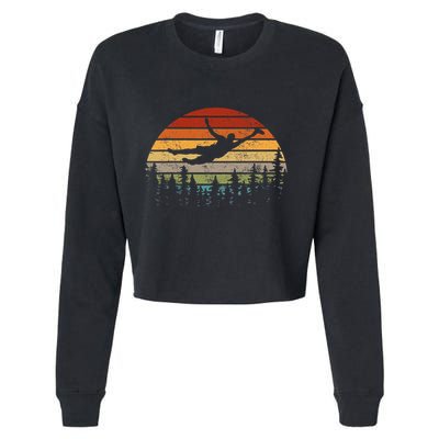 Retro Ultimate Frisbee Player Vintage Flying Disc Cropped Pullover Crew