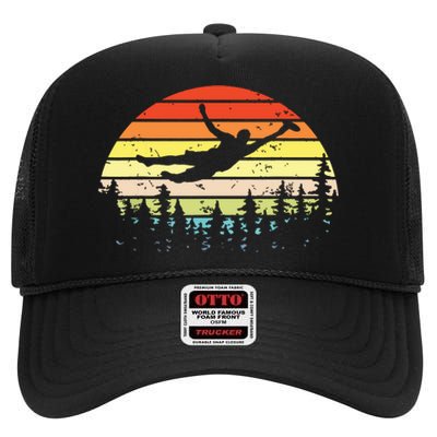 Retro Ultimate Frisbee Player Vintage Flying Disc High Crown Mesh Back Trucker Hat