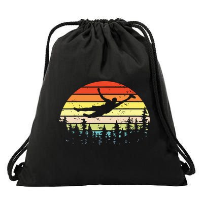 Retro Ultimate Frisbee Player Vintage Flying Disc Drawstring Bag
