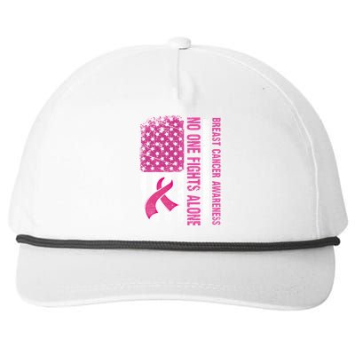 Retro Us Flag No One Fights Breast Cancer Alone Pink Ribbon Meaningful Gift Snapback Five-Panel Rope Hat