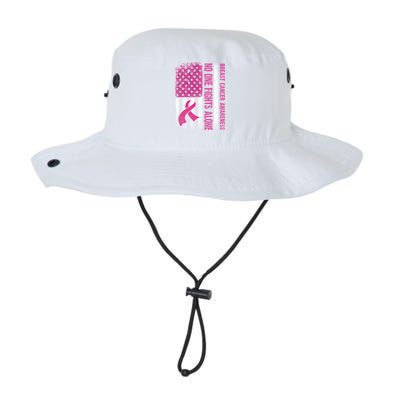 Retro Us Flag No One Fights Breast Cancer Alone Pink Ribbon Meaningful Gift Legacy Cool Fit Booney Bucket Hat