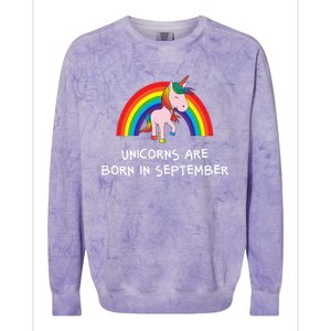 Rainbow Unicorn Funny Gift For People Born In September Birthday Gift Colorblast Crewneck Sweatshirt