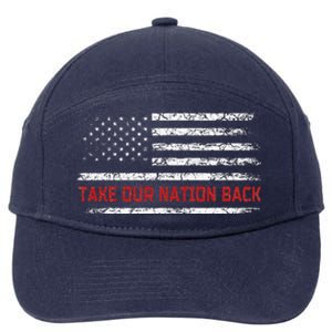 Retro US Flag Take Our Nation Back Trump 2024 7-Panel Snapback Hat