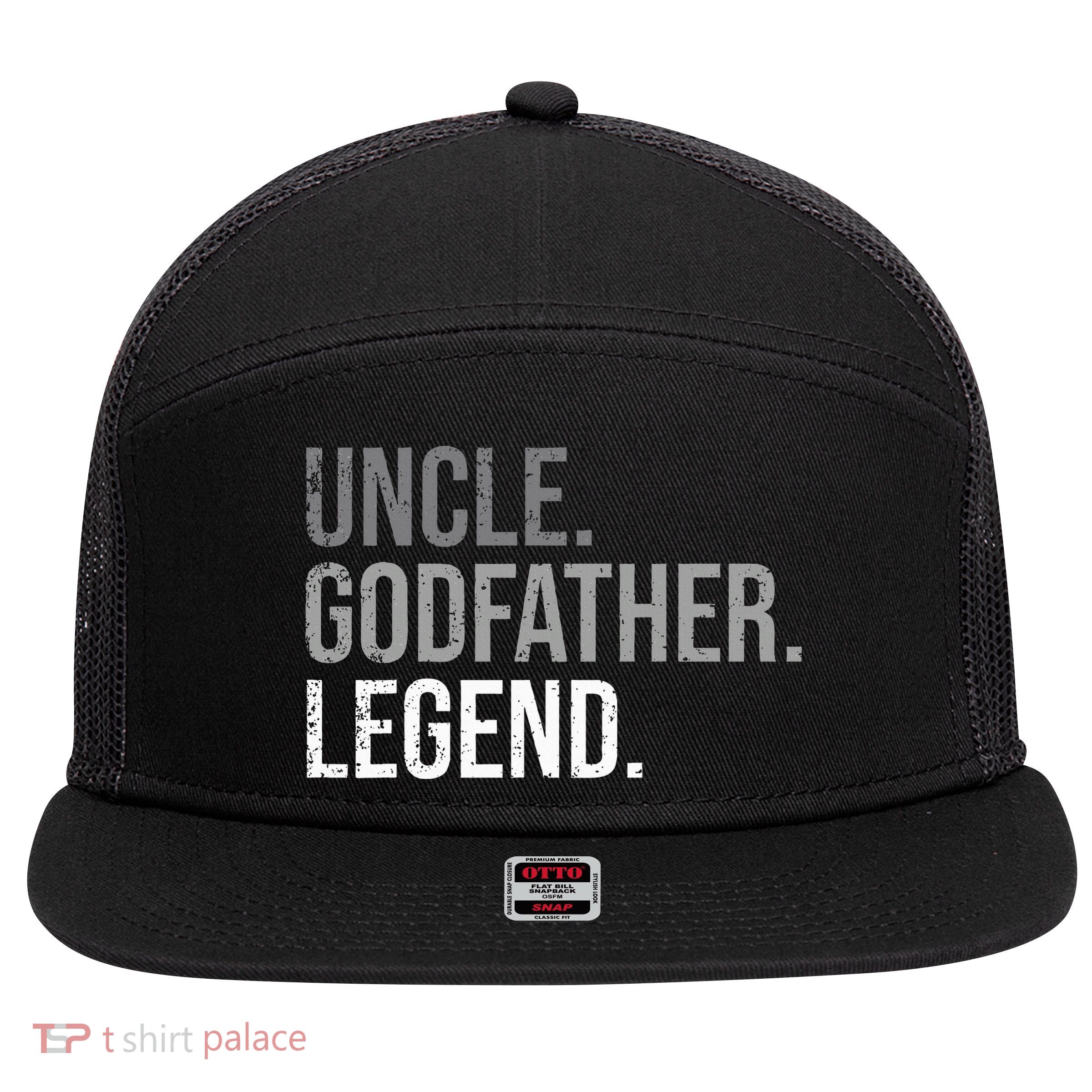 retro Uncle Godfather Legend Best Godfather 7 Panel Mesh Trucker Snapback Hat