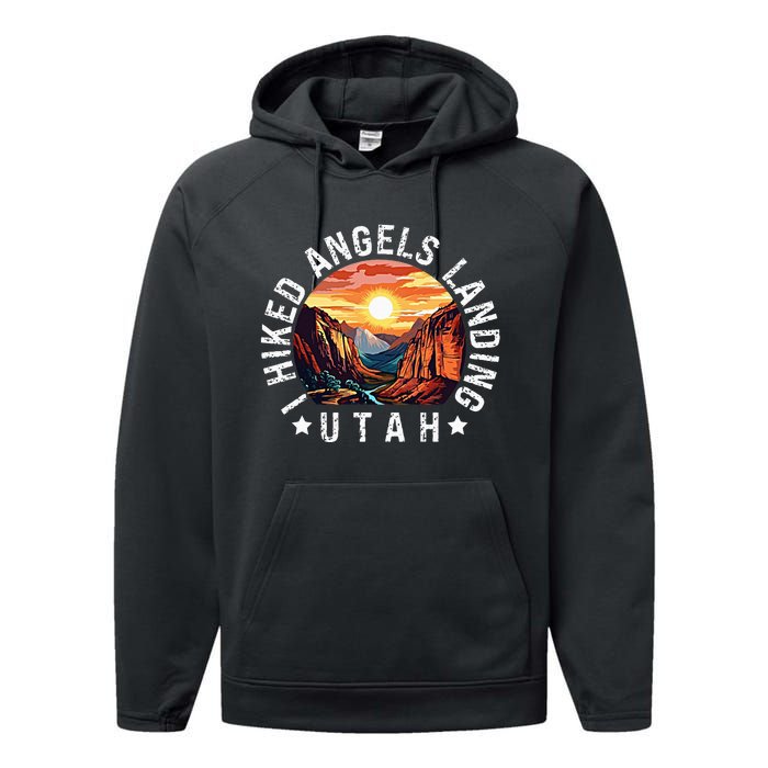 Retro Utah I Hiked Angels Landing Performance Fleece Hoodie