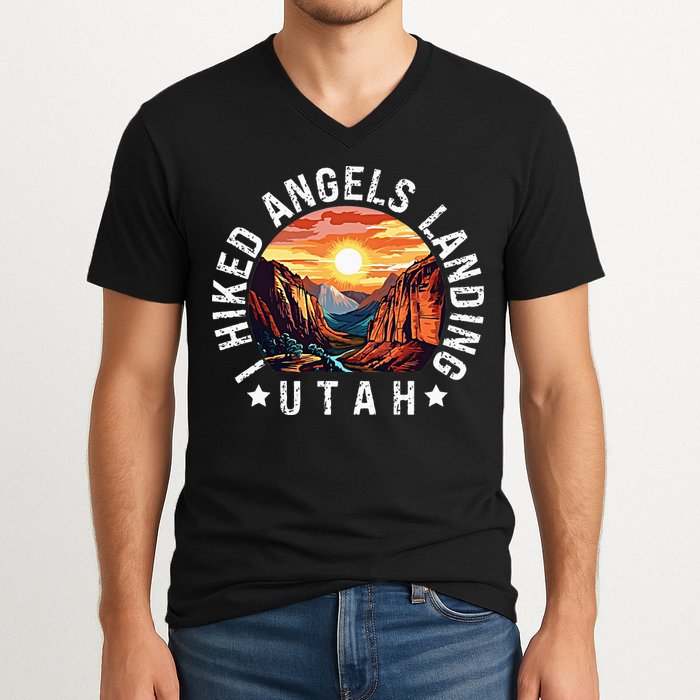 Retro Utah I Hiked Angels Landing V-Neck T-Shirt