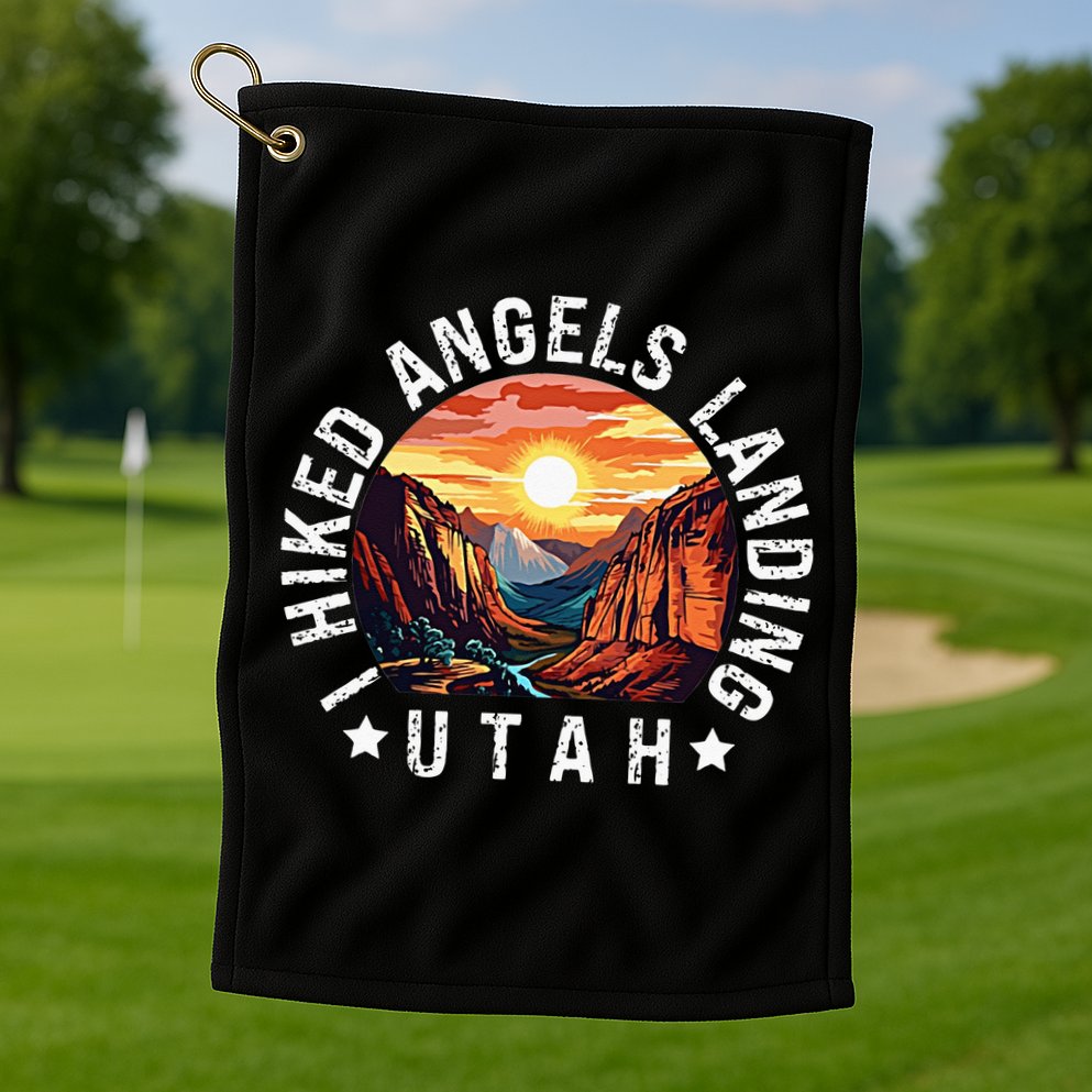 Retro Utah I Hiked Angels Landing Golf Towel
