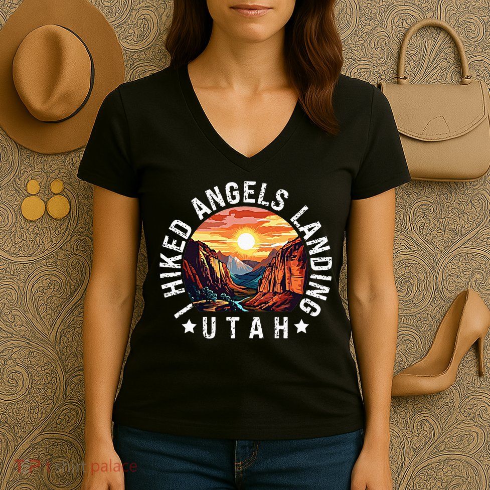 Retro Utah I Hiked Angels Landing Women's V-Neck T-Shirt