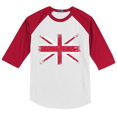 Retro Union Jack Vintage British Flag Great Britain UK Kids Colorblock Raglan Jersey