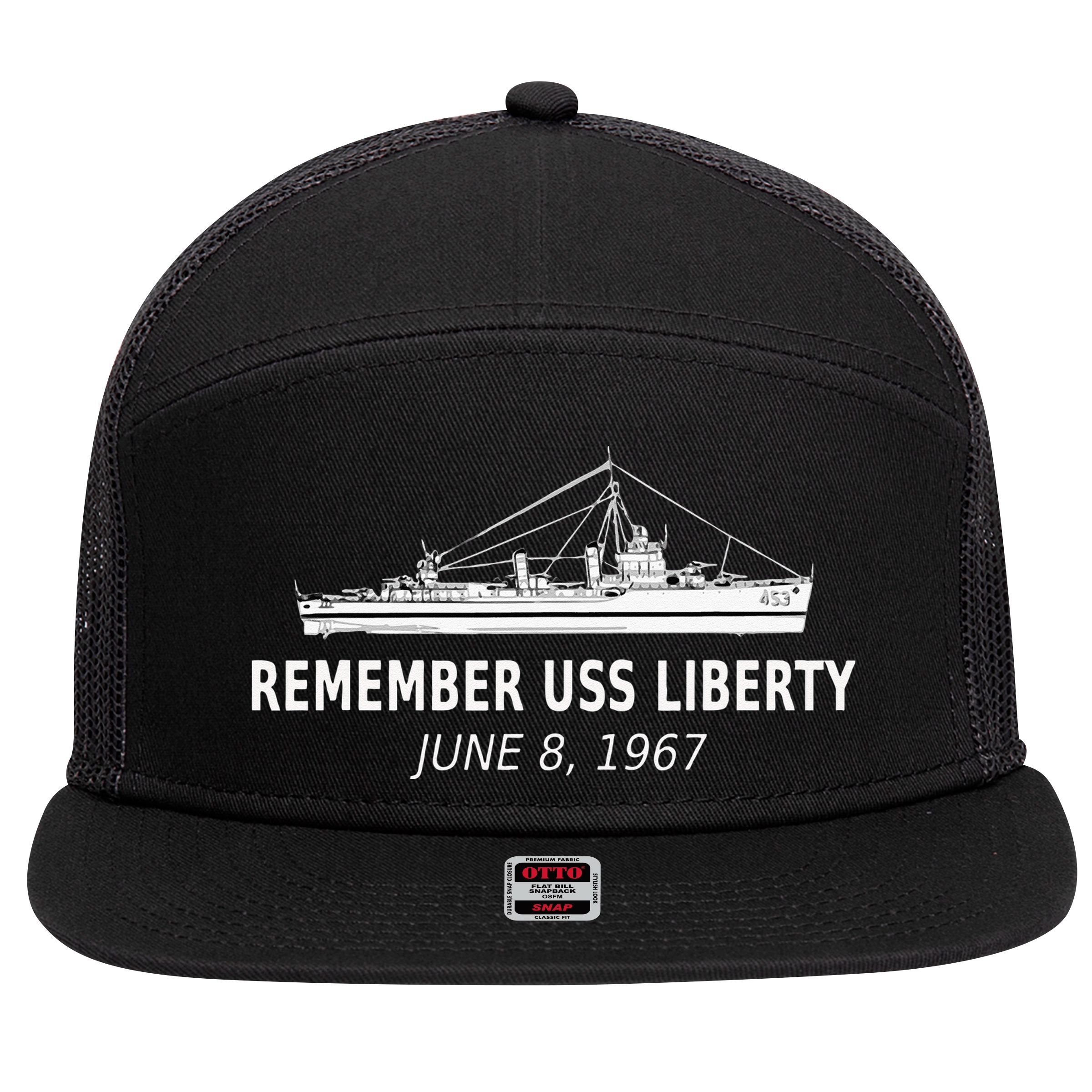Remember USS Liberty June 8 1967 7 Panel Mesh Trucker Snapback Hat