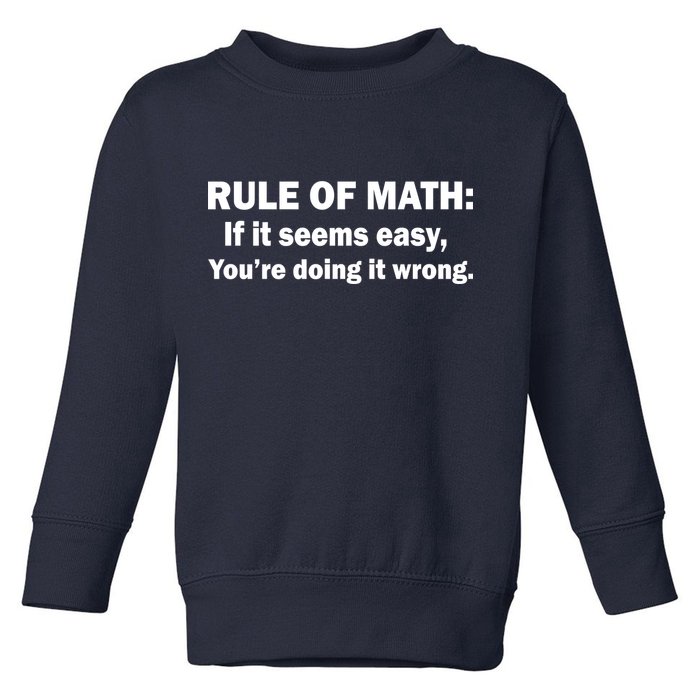 Rule Of Math Seems Easy You're Doing It Wrong Toddler Sweatshirt
