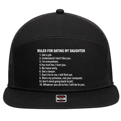 Rules For Dating My Daughter Father's Day 7 Panel Mesh Trucker Snapback Hat
