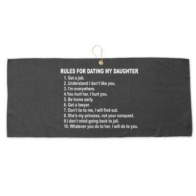 Rules For Dating My Daughter Father's Day Large Microfiber Waffle Golf Towel