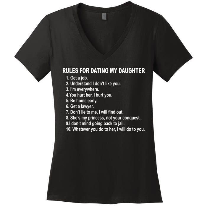 Rules For Dating My Daughter Father's Day Women's V-Neck T-Shirt