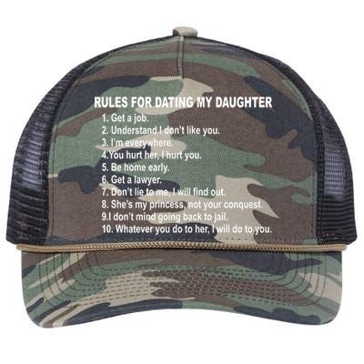 Rules For Dating My Daughter Father's Day Retro Rope Trucker Hat Cap