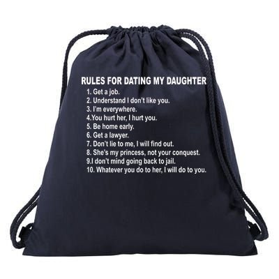 Rules For Dating My Daughter Father's Day Drawstring Bag