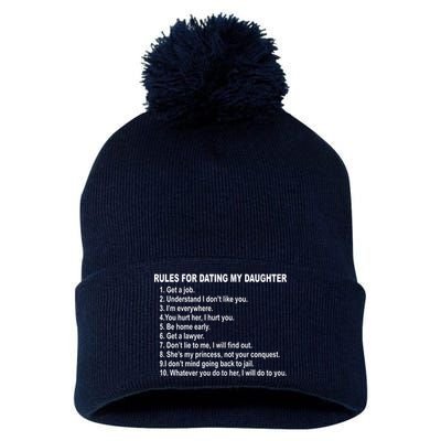 Rules For Dating My Daughter Father's Day Pom Pom 12in Knit Beanie